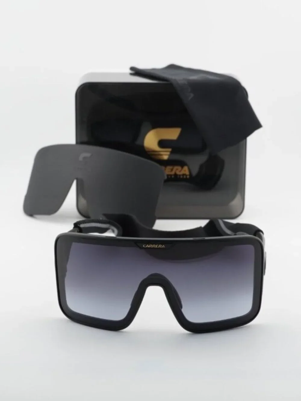 Exclusive Sale! Carrera FLAGLAB 15 0003 9O Shield Sunglasses - Black / Grey